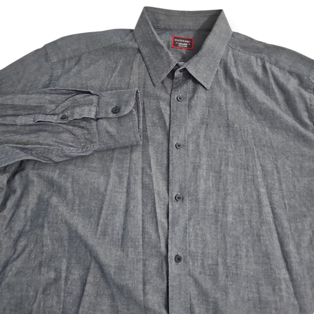 UNTUCKit Blue Chambray Long‎ Sleeve XXX-Large 100% Cotton Shirt 3XL